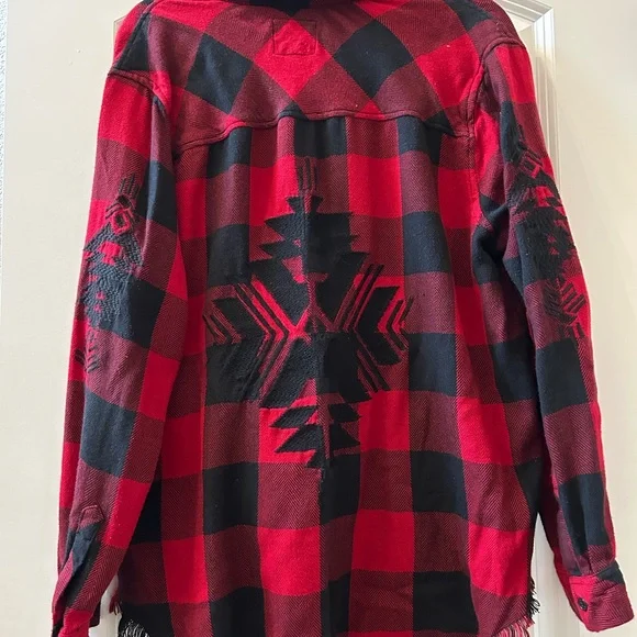 RAILS Larsson Embroidered button down in crimson jet. Tribal. Buffalo check. EUC - Picture 2 of 13